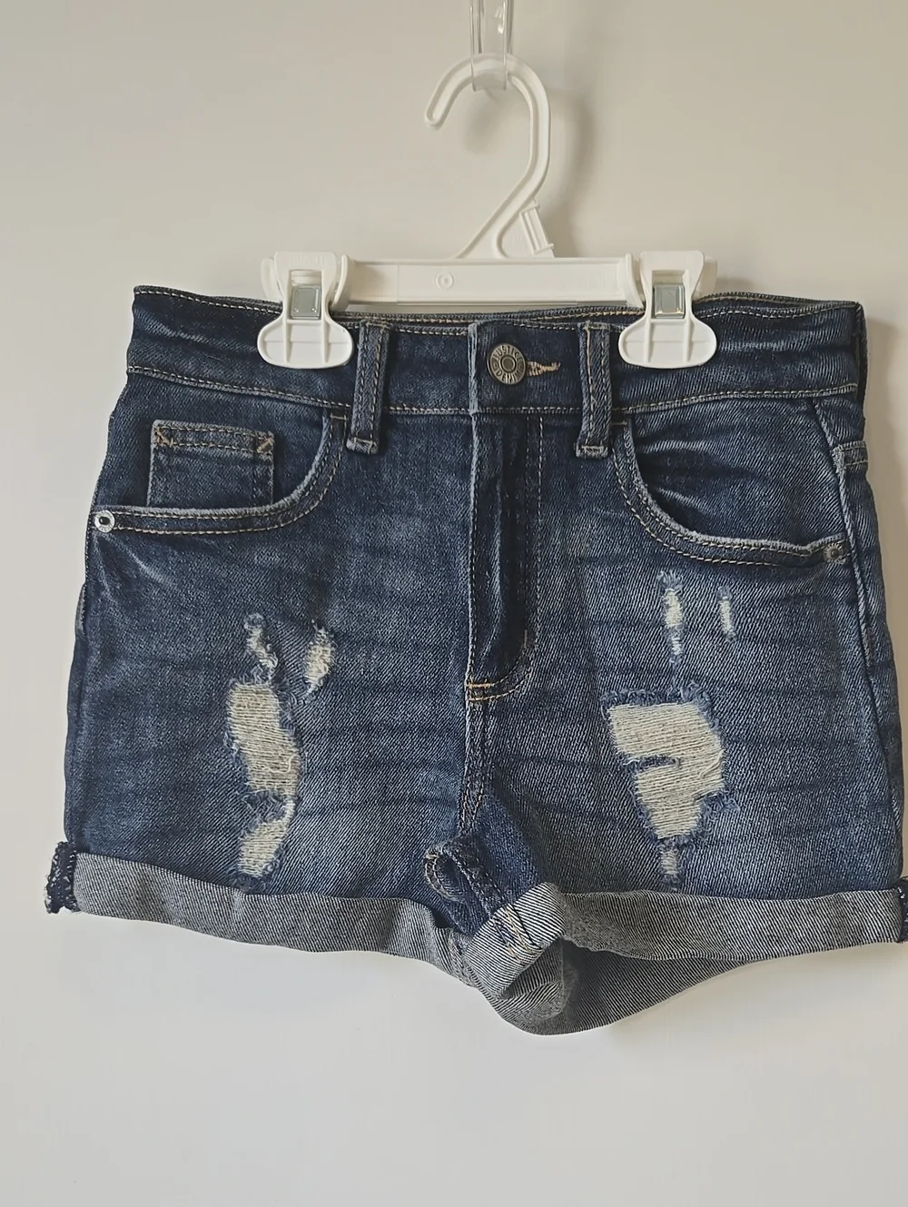 Girls Size 10 Justice Dark Blue Distressed Denim